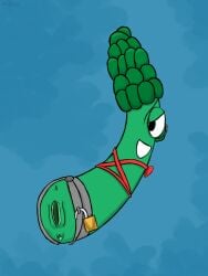 archibald_asparagus blue_background bondage chastity_cage color colored cuntboy cuntboy_only intersex intersex_only skydoesxxx solo solo_cuntboy twitter_link vagina veggietales wtf