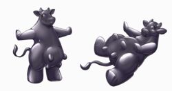 2019 animated anthro balls black_fur bovid bovine cattle domestic_cat felid feline felis fur hi_res humanoid_penis male mammal penis redflare500 rubber simple_background solo transformation white_background