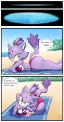 beach_towel big_ass bikini blaze_the_cat fat_ass female furry lying_on_stomach roga14 sega sonic_(series)