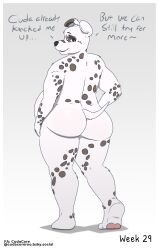 ass belly big_belly canid canine canis cudacore dalmatian domestic_dog furry furry_male furry_only hi_res male mammal nude pascal_(cudacore) paws pregnant pregnant_male tail