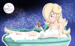 1girls bath breasts darkeyedbeast female mario mario_(series) paper_mario princess_rosalina tagme