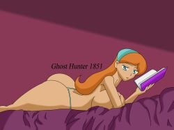 danny_phantom female g-string ghosthunter1851(artist) huge_ass huge_breasts huge_butt huge_thighs long_hair lying lying_on_bed lying_on_stomach nickelodeon nicktoons reading red_hair thick thick_ass thick_hips thick_legs thick_thighs thong thong_panties topless