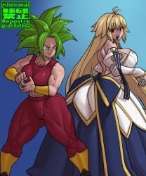 1girls :o abs ahoge archetype_earth arcueid_brunestud ass big_ass big_breasts big_butt blonde_hair blue_eyes crossover dragon_ball dragon_ball_super dress fate/grand_order fate_(series) female female_only fusion fusion_character gloves green_hair huge_ass huge_breasts kefla kefla_(dragon_ball) large_ass large_breasts legendary_super_saiyan long_dress long_hair looking_at_another looking_at_viewer looking_back melty_blood moments_before_disaster muscles open_mouth potara_earrings potara_fusion presenting_hindquarters red_eyes ribbons saiyan saiyan_girl shosho_oekaki solo super_saiyan super_saiyan_2 suprised thick_thighs thighs tsukihime vampire vampire_girl wide_hips