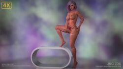 1futa 3d areolae balls breasts chains curvy dark-skinned_futanari erect_nipples erin_(jmc3dx) eyeshadow freckles futa_only futanari grey_hair hand_on_ass highres intersex jmc3dx large_breasts large_penis lipstick looking_at_viewer masturbation midriff nipples nude penis piercing pink_hair semi-erect slim solo stepped_on tattoo veiny_penis