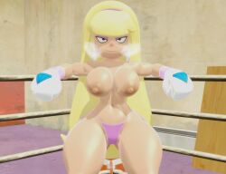 1girls 3d 3d_(artwork) aged_up big_breasts bikini_bottom blonde_hair boxing_gloves boxing_ring breasts huge_breasts josugomezofficialnew large_breasts long_hair pacifica_northwest smile smug smug_smile solo solo_female solo_focus topless topless_female