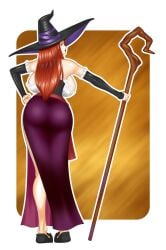 big_breasts big_butt dragon's_crown huge_breasts long_hair red_hair sorceress_(dragon's_crown) witch_hat