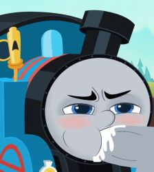 accurate_art_style anthro blowjob blush cheek_bulge cum cum_in_mouth edit ejaculation ejaculation_in_mouth locomotive oral oral_penetration penis thomas_and_friends thomas_and_friends_all_engines_go thomas_the_tank_engine train unseen_character unseen_male_face young