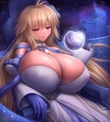 alternate_breast_size alternate_version_available archetype_earth arcueid_brunestud background big_breasts blonde_hair blue_ribbons breast_expansion breasts breasts_bigger_than_head breasts_bigger_than_torso castle cleavage colored dress earth expansion fate/grand_order giantess gown growth gts huge_boobs huge_breasts hyper hyper_breasts large_boobs large_breasts larger_female long_hair macro macrophilia melty_blood moon necklace planet_earth red_eyes ribbons throne top_heavy tsukihime zenkisu