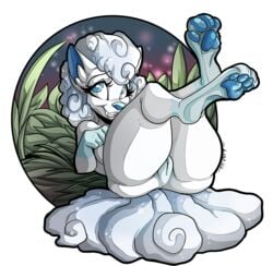 1girls 2019 alolan_vulpix alpha_channel anthro anthrofied ass big_ass big_eyes blue_eyes blue_fur breasts eyelashes feet female female_only furkinghell furry huge_ass large_ass legs_up looking_at_viewer multi_tail nintendo nude original_character pawpads paws pokemon pokemon_(species) pokemon_sm pussy sideboob smile solo tail text thick_thighs video_games vulpix watermark white_fur wide_hips