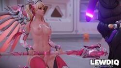 3d blodne_hair breasts dickgirl erect_penis erection futanari healslut lewdiq long_fingernails looking_at_another looking_up mercy nude_female nude_futanari omnic on_knees overwatch overwatch_2 pink_mercy pink_nail_polish pink_nails pink_ribbon purple_penis ramattra robot sissy sitting submissive submissive_female tagme watermark