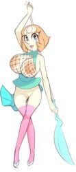 breasts cartoon_network female fishnet fishnet_shirt forehead_jewel gem gem_(species) hi_res huge_breasts large_breasts mystical pearl_(steven_universe) plantpenetrator pussy solo solo_female steven_universe