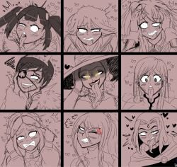 9girls ahe_gao ahegao alcina_dimitrescu ambiguous_penetration anon black_clover bleach dc_comics dungeon_ni_deai_wo_motomeru_no_wa_machigatteiru_darou_ka endured_face heart hestia_(danmachi) high_school_dxd inoue_orihime intense_sex kill_la_kill long_tongue matoi_ryuuko metroid mr.lewd multiple_girls princess_zelda raven_(dc) resident_evil resident_evil_8:_village rias_gremory samus_aran teen_titans the_legend_of_zelda tongue tongue_out vanica_zogratis zelda_(breath_of_the_wild)