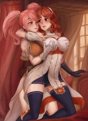 breast_grab breasts celica_(fire_emblem) double_breast_grab fire_emblem fire_emblem_echoes:_shadows_of_valentia futanari groping large_breasts mae_(fire_emblem) merore nintendo