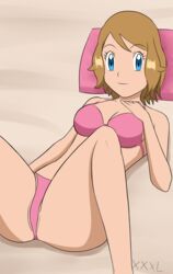 1girls beach bikini breasts clothed human human_only masturbation pokemon pokemon_xy serena_(pokemon) solo xxxl12