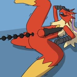 1:1 1boy 2019 absurd_res alternate_color anal anal_beads anthro anus ass avian balls beads beak bird blaziken erection feathers hair hi_res knot long_hair male masturbation nintendo original_character otterjunk penis pleased pokemon pokemon_(species) pokemon_rse racha_(otterjunk) sex_toy shaking testicles trembling video_games