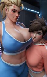 2females 3d game muscle muscle_girl overwarch tracer zarya