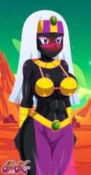 1girls abs alien alien_girl alien_humanoid athletic_female black_body blush crown duck_dodgers female female_focus female_only looney_tunes martian martian_(duck_dodgers) prettycute queen_tyr'ahnee warner_brothers white_hair