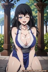 ai_generated aindroidparanoid bare_breasts big_breasts black_hair blue_eyes blue_hair blush breasts cleavage cum cum_on_breasts curvy_figure demon_slayer hourglass_figure huge_breasts japanese_clothes kimetsu_no_yaiba large_breasts nipples short_hair shy stable_diffusion suma_(kimetsu_no_yaiba) tight_clothes tight_clothing tits_out topless voluptuous