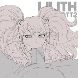 big_cock big_penis blonde_hair blowjob cock danganronpa fellatio junko_enoshima junko_enoshima_(cosplay) lilithcharlott2 long_hair penis shirogane_tsumugi sketch sucking sucking_penis