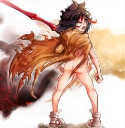 1girls angry ass cloak female kill_la_kill matoi_ryuuko nude onimiere tagme