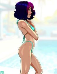 1girls 2024 absurd_res andavaverse ass bikini blue_bikini blue_eyes blue_hair blush blushing breasts facial_piercing female grin hair hi_res human kneepits knees light-skinned_female light_skin medium_hair midriff multicolored_hair original original_character pelo perfect_legs piercing pool poolside pumpkinsinclair purple_hair shiny_skin side_view signature small_breasts smile smiling solo standing stomach teeth thighs three-quarter_portrait two_tone_hair