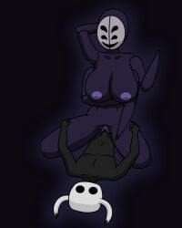 1girls 2022 4_eyes anthro anthrofied arachnid arachnid_humanoid arms_under_breasts big_breasts black_body black_skin breasts cowgirl_position female hips hollow_knight magalnik mask masked masked_female midwife_(hollow_knight) multi_arm multi_eye multi_limb penetration penis protagonist_(hollow_knight) purple_areola purple_nipples pussy sex smile smiling spider thick_thighs thighs wide_hips