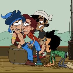 4boys anal bobby_santiago bulge costume feey gay goping group_sex harzu licking_armpit male_focus male_only par_(the_casagrandes) pirate ship size_difference stool the_casagrandes the_loud_house toony undressing yaoi