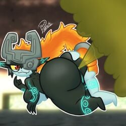 1girls ass fart fart_cloud fart_fetish farting farting_at_viewer midna puppetz_(artist) spread_ass the_legend_of_zelda twilight_princess