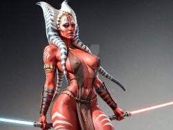 abs ai_generated big_breasts breasts cleavage fit fit_female huge_breasts large_breasts red_skin shaak_ti shiny_skin star_wars togruta