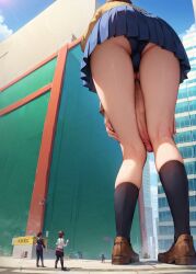 1futa ai_generated ass big_penis city flaccid flaccid_penis from_behind futa_focus futa_giantess futanari giant_cock giantess group ineffective_clothing ineffective_skirt kneesocks low-angle_view micro penis school_uniform size_difference skirt solo_focus spalela underwear