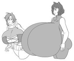 blake_belladonna breasts elek-tronikz female huge_breasts hyper hyper_breasts ruby_rose rwby thick_thighs