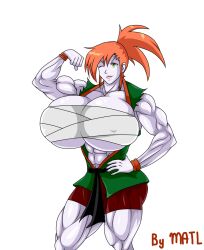 abs biceps big_breasts breasts female hair huge_breasts large_breasts matl muscles muscular muscular_arms muscular_female muscular_legs muscular_thighs orange_hair