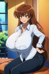 ai_generated big_ass big_breasts breast_expansion long_hair milf misaka_misuzu tktbro very_long_hair