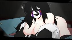 1girls big_breasts breasts dark_hair female_only five_nights_at_freddy's five_nights_at_freddy's_2 heart-shaped_pupils imnotshiira_(artist) light-skinned_female marionette_(fnaf) puppet_(fnaf) shiirano solo tagme thick_thighs voluptuous