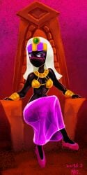 alien alien_girl alien_humanoid duck_dodgers emu female female_focus female_only looking_at_viewer looney_tunes martian martian_(duck_dodgers) queen_tyr'ahnee sitting_on_throne skimpy_clothes throne warner_brothers