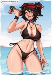 1girls beach beach_background big_breasts bikini brown_hair fortnite in_water light-skinned_female magaska19 nitro_splash seductive_look seductive_smile the_machinist_(fortnite) thick_thighs wide_hips