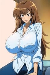 ai_generated big_ass big_breasts breast_expansion long_hair milf misaka_misuzu tktbro to_aru_majutsu_no_index very_long_hair