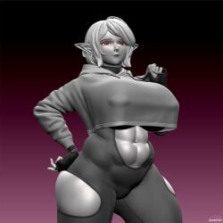 1girls 3d 3d_(artwork) bbw bodysuit chubby chubby_female curvaceous curvy curvy_figure fupa gloves hoodie huge_ass huge_breasts large_breasts loose_clothes navel nipple_bulge nipple_piercing pierced_nipples pointy_ears red_eyes sculpture smug smug_expression smug_face solo squish thick_hips thick_thighs tight_clothing tight_fit vampire vampire_girl venus_body voluptuous voluptuous_female wide_hips wide_thighs zbrush zorecgii