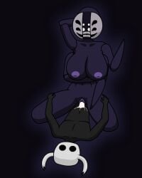 1girls 2022 4_eyes anthro anthrofied arachnid arachnid_humanoid arms_under_breasts big_breasts black_body black_skin breasts cowgirl_position cum cum_in_pussy cum_inside female hips hollow_knight magalnik mask masked masked_female midwife_(hollow_knight) mouth multi_arm multi_eye multi_limb open_mouth penetration penis protagonist_(hollow_knight) purple_areola purple_nipples pussy sex smile smiling spider teeth thick_thighs thighs wide_hips