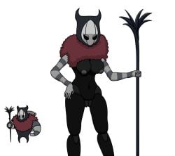 1girls 2019 anthro anthro_only big_breasts black_body black_skin brumm_(hollow_knight) bug female female_only fluffy hollow_knight huge_breasts insects magalnik mask masked masked_female partially_clothed pussy rule_63 solo standing striped_clothing thick_thighs thighs