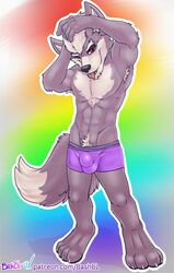 4_toes anthro armpit_hair bashbl-ux bulge canid canine canis clothing hi_res male male_only mammal nintendo solo star_fox toes tongue tongue_out underwear video_games wolf wolf_o'donnell