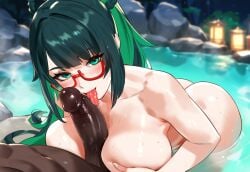 ai_generated dark-skinned_male ded_173 genshin_impact interracial licking_penis paizuri pov xianyun_(genshin_impact)