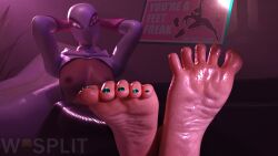3d 5_toes breasts breasts_out expressive_mask feet feet_fetish feet_focus foot_fetish foot_focus fortnite fortnite:_battle_royale gwen_stacy looking_at_viewer marvel mask masked_female nipples obscured_eyes obscured_face painted_toenails partially_clothed soles spider-gwen spider-man_(series) spider_girl spiderverse sweat sweating sweaty sweaty_body sweaty_feet toes wasplit wrinkled_feet wrinkled_soles
