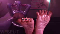 3d 5_toes breasts breasts_out expressive_mask feet feet_fetish feet_focus foot_fetish foot_focus fortnite fortnite:_battle_royale gwen_stacy looking_at_viewer marvel marvel_comics mask masked_female nipples obscured_eyes obscured_face painted_toenails partially_clothed soles spider-gwen spider-man_(series) spider_girl spiderverse sweat sweating sweaty sweaty_body sweaty_feet toes wasplit wrinkled_feet wrinkled_soles