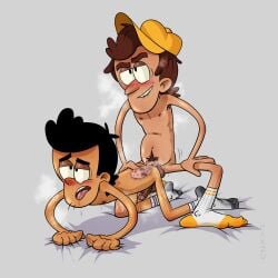 2boys anal ass bobby_santiago cum cum_in_ass full_body gay harzu hat male_focus male_only nude orgasm par_(the_casagrandes) socks steam sweat the_casagrandes the_loud_house toony x-ray yaoi