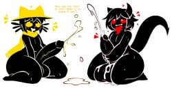 2boys azazel_(the_binding_of_isaac) catboy cum deadsector demon_boy fat femboy huge_ass huge_balls huge_cock hyper_balls hyper_hips hyper_penis implied_incest masturbating niko_(oneshot) oneshot self_upload text the_binding_of_isaac