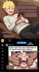 1girls 2boys adult_and_teenager age_difference ahe_gao ai_generated ai_xxxpert all_fours beard before_and_after bent_over black_hair blue_eyes boruto:_naruto_next_generations cellphone cheating cheating_girlfriend clueless clueless_cuck clueless_male cocky cocky_smile commentary cucked_by_dark-skinned_male cucked_by_friend cuckold dark-skinned_male dark_skin doggy_style english_text eyes_rolling_back faceless_male facial_hair facial_markings fangs fingers_in_mouth fucked_from_behind fucked_senseless fucked_silly holding_mouth holding_mouth_open holding_object implied_cheating implied_netorare implied_sex interracial killer_bee light-skinned_female light-skinned_male light_skin looking_at_another looking_at_partner looking_at_phone looking_at_picture lying lying_on_back lying_on_couch meme message multiple_boys naruto naruto_(series) netorare no_eyewear no_glasses ntr older_male_and_younger_female open_mouth post red_eyes saliva sarada_uchiha scrolling sex sharingan short_hair smug smug_expression smug_face smug_grin smug_smile sunglasses sweat taken_from_behind talking talking_to_another talking_to_self teen teenage_female teenage_girl teenage_male teenager teeth teeth_showing text text_message twitter twitter_post twitter_username unaware uzumaki_boruto whisker_markings yellow_hair younger_female younger_male