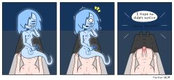 1boy 1futa blue blush chaos_milkshake_(artist) ghost invisible sleep_molestation sleep_sex unluckychaosmilk_(artist)