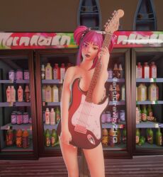 1girls 3d 3d_(artwork) antigravityzhq convenient_censoring drop_dee_(fortnite) female female_only fortnite fortnite:_battle_royale guitar holding_object looking_at_viewer nude solo solo_female standing tagme teasing