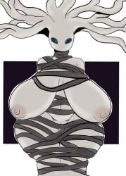 1girls 2021 anthro anthro_only areolae big_breasts blue_eyes breasts female female_only front_view hips hollow_knight insect_girl insect_humanoid insects milf roots sagging_breasts sawyer521 solo thick_thighs thighs tree white_body white_lady_(hollow_knight) white_skin wide_hips